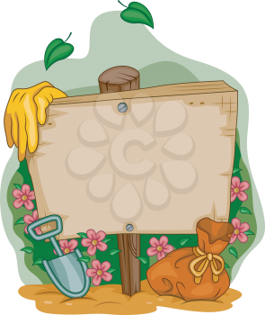 Royalty Free Clipart Image of a Blank Garden Sign