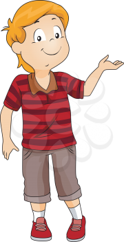Royalty Free Clipart Image of a Little Boy With His Hand Out