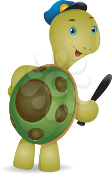 Royalty Free Clipart Image of a Turtle Police Officer