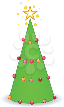 Royalty Free Clipart Image of a Cone Christmas Tree