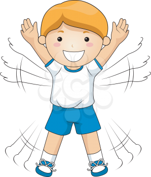 Royalty Free Clipart Image of a Boy Doing Jumping Jacks