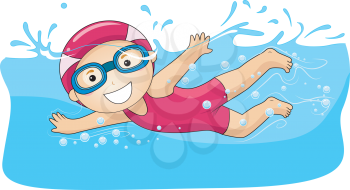Royalty Free Clipart Image of a Boy Swimming