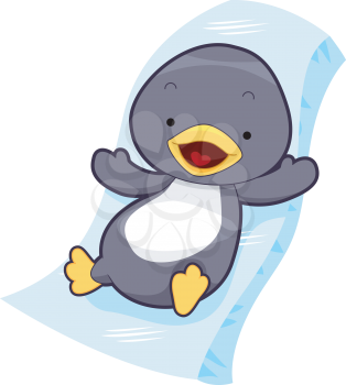 Royalty Free Clipart Image of a Sliding Penguin