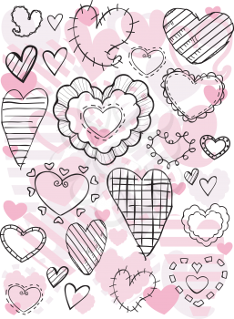 Royalty Free Clipart Image of Heart Doodles