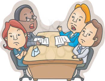 Royalty Free Clipart Image of Two Men and Two Women at a Table