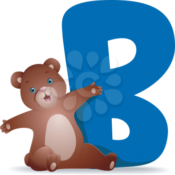 Royalty Free Clipart Image of a Bear With a B