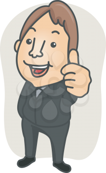 Royalty Free Clipart Image of a Man in a Suit Giving a Thumbs Up