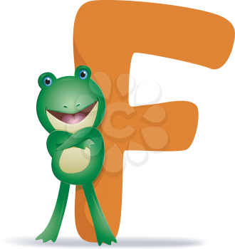 Royalty Free Clipart Image of a Frog With an F