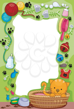 Royalty Free Clipart Image of a Cat Frame