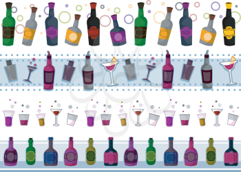 Royalty Free Clipart Image of a Set of Borders of Drinks, Beverages and Glasses