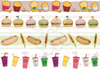 Royalty Free Clipart Image of a Set of Fast Food Borders