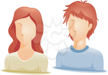 Royalty Free Clipart Image of Faceless Redheads