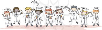 Royalty Free Clipart Image of Little Graduates