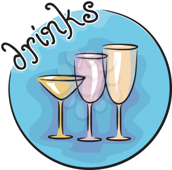Royalty Free Clipart Image of Different Size Drink Glasses
