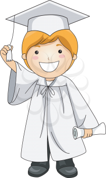 Royalty Free Clipart Image of a Little Graduate