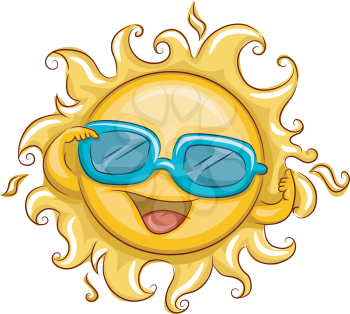 Royalty Free Clipart Image of a Sun Wearing Sunglasses