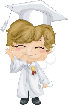 Royalty Free Clipart Image of a Little Graduate