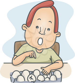Royalty Free Photo of a Man Counting Eggs