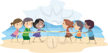 Royalty Free Clipart Image of a Tug of War