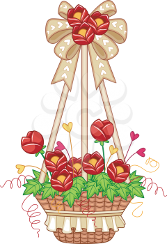 Royalty Free Clipart Image of a Hanging Flower Pot