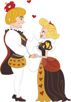 Royalty Free Clipart Image of a King and Queen in Love