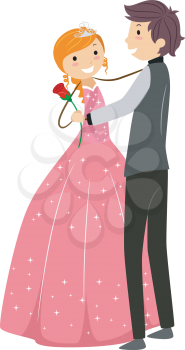 Royalty Free Clipart Image of a Couple in Formal Attire Dancing