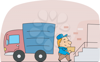 Royalty Free Clipart Image of a Delivery Man