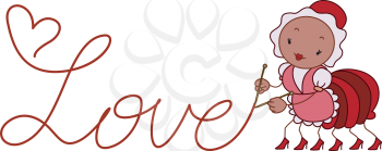 Royalty Free Clipart Image of a Spider Knitting the Word Love