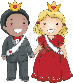 Royalty Free Clipart Image of a Valentine King and Queen