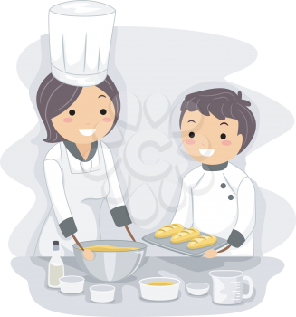 Royalty Free Clipart Image of a Baker and Child