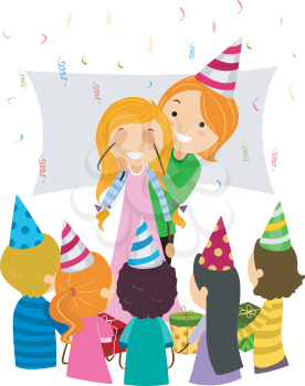 Royalty Free Clipart Image of a Surprise Birthday Party