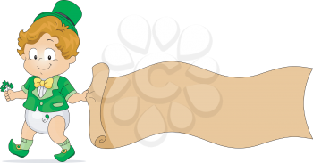 Royalty Free Clipart Image of an Irish Baby With a Banner