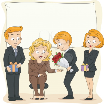 Royalty Free Clipart Image of a Retirement Party