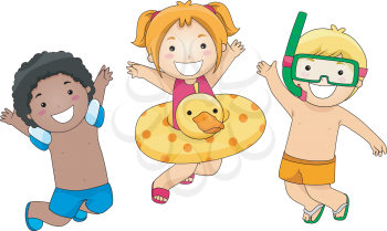 Royalty Free Clipart Image of Three Happy Children
