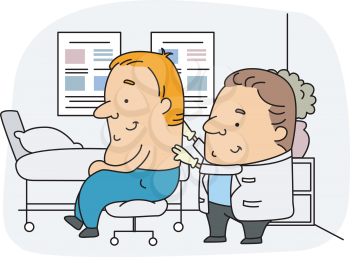 Royalty Free Clipart Image of a Man and a Chiropractor or Doctor
