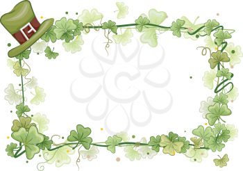 Royalty Free Clipart Image of a Shamrock Frame