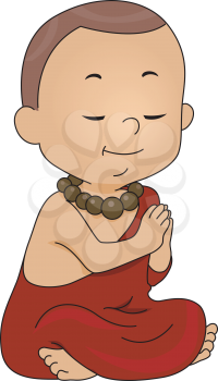 Royalty Free Clipart Image of a Little Monk