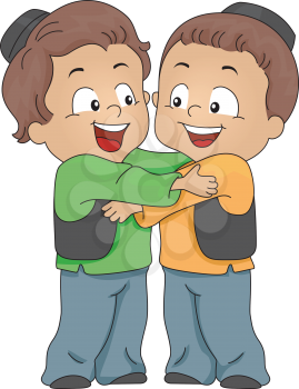 Royalty Free Clipart Image of Two Eastern Boys