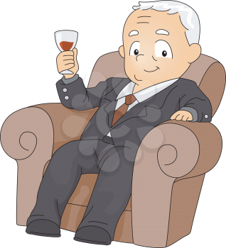 Royalty Free Clipart Image of a Businessman With His Glass Raised