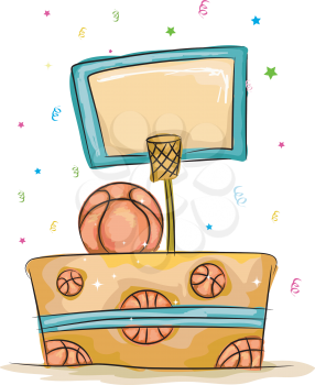 Illustration of a Cake with a Basketball Theme