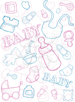 Royalty Free Clipart Image of aBaby Items