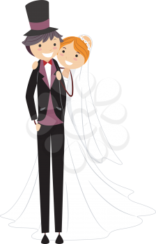 Royalty Free Clipart Image of a Bridal Couple