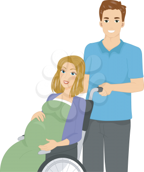 Illustration of a Pregnant Woman in a Wheelchair