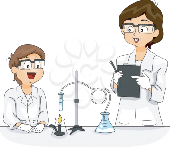 Illustration of a Kid Experimenting with Chemicals