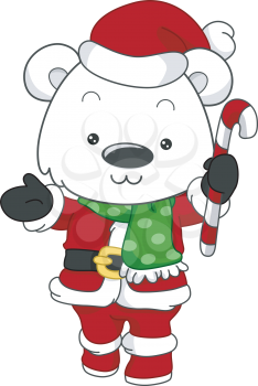 Illustration of a Polar Bear Dressed as Santa Claus