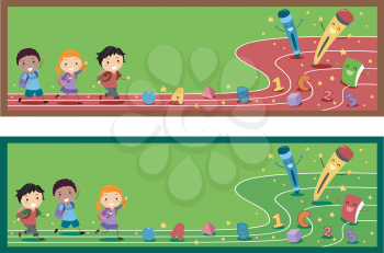 Banner Illustration with a Preschool Theme