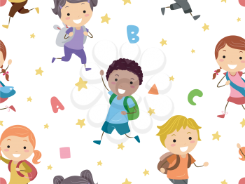 Seamless Background Illustration of Preschool Students