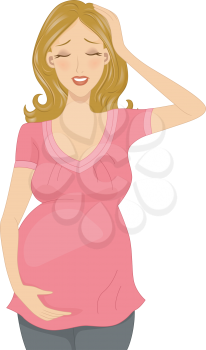 Illustration of a Pregnant Woman Experiencing a Headache