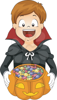Illustration of a Kid Going Trick or Treating