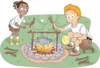 Illustration of a Student and a Teacher Boiling Water